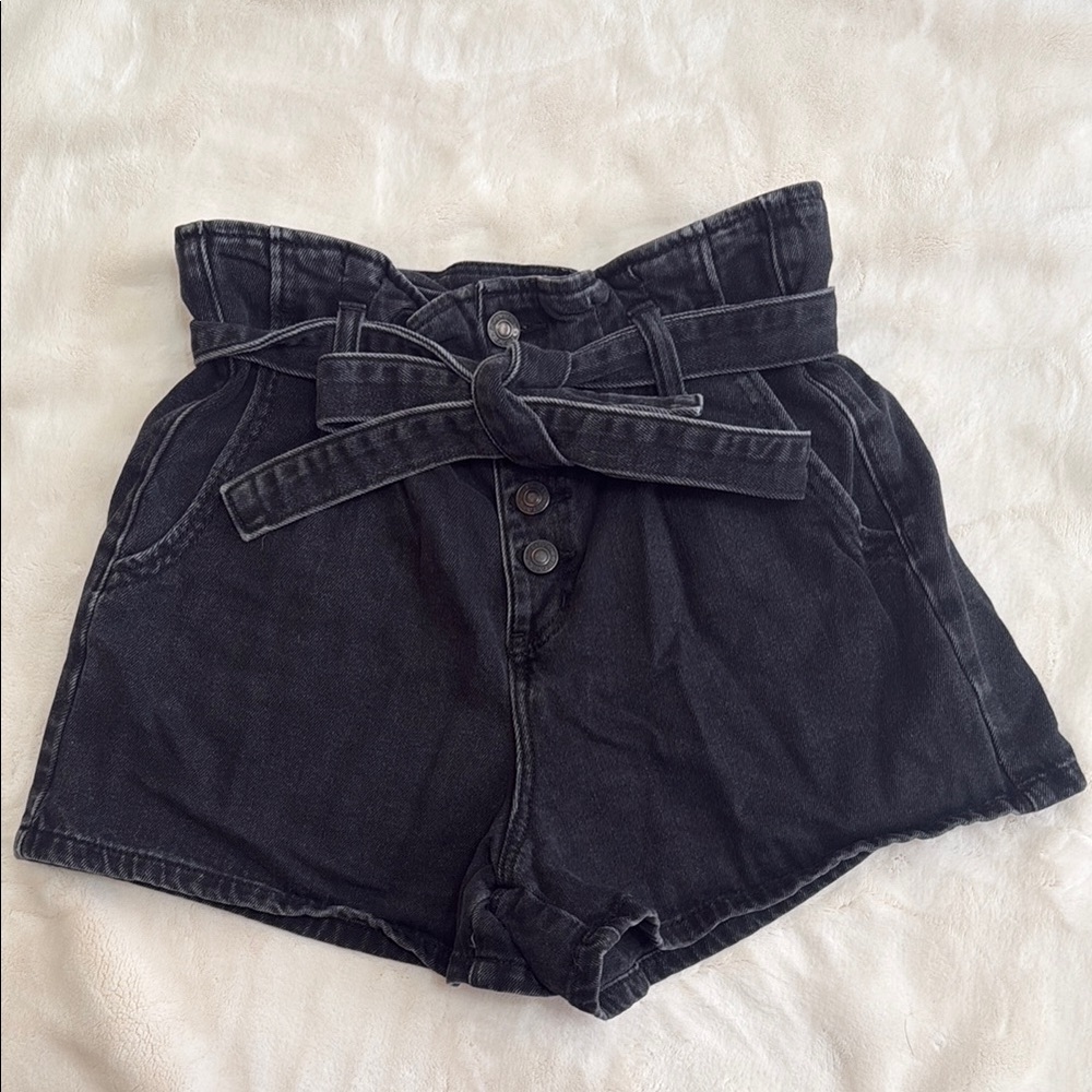 Black High-Waisted Denim Shorts